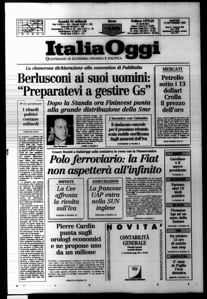 Italia oggi : quotidiano di economia finanza e politica